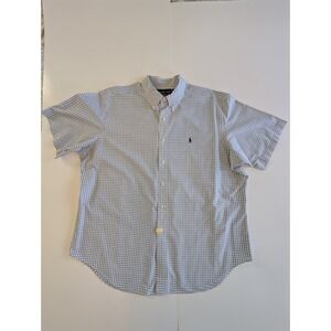Ralph Lauren Men's XXL Plaid Shirt Classic Fit Blue White Short Sleeve Button...